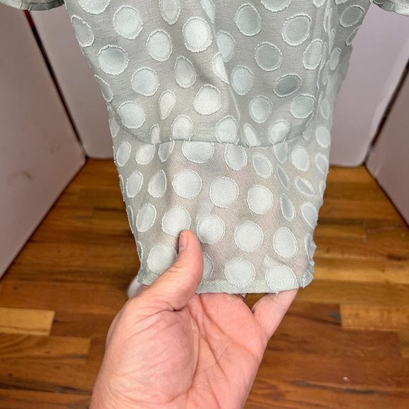 Soft Surroundings Sage Green Popover Tunic Circle Pattern Ruffle Hemline size XL - Picture 10 of 12